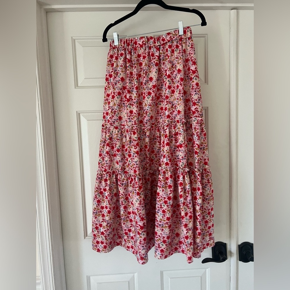 Floral Tiered Maxi Skirt